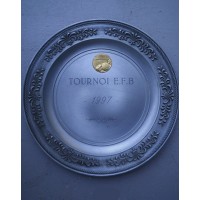 Plat trophée Football ancien TOURNOI E.F.B 1997 en métal