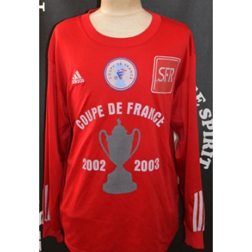 Maillot ADIDAS Coupe de France 2002/03 porté N°2 Taille XL Rouge