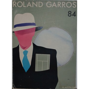 ANCIENNE Affiche ROLAND GARROS 84 Tennis vintage