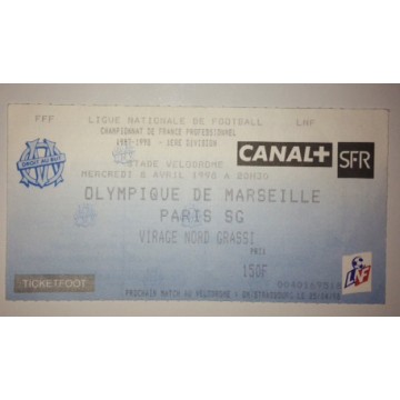 Billet/Ticket OM MARSEILLE - PSG PARIS 1997/98 1ère division
