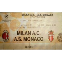 Billet/Ticket MILAN AC - AS MONACO Champions League 1994