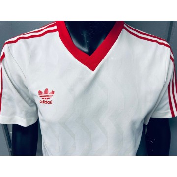 Maillot Adidas vintage taille L blanc et 3 bandes rouges