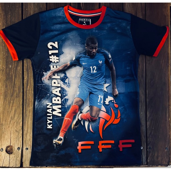 FFF - Tee Shirt Enfant Mbappé Bleu Marine 
