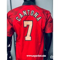 Maillot MANCHESTER UNITED N°7 CANTONA 95/96 SHARP ancien porté MATCH WORN SHIRT
