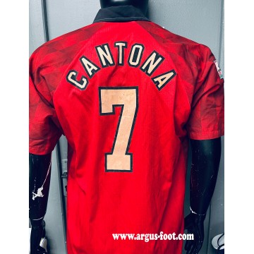Maillot MANCHESTER UNITED N°7 CANTONA 95/96 SHARP ancien porté MATCH WORN SHIRT