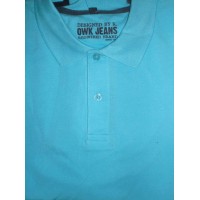Polo neuf OWK JEANS Bleu Turquoise taille L