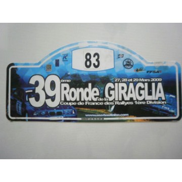 Ancienne Plaque 39ème RONDE DE LA GIRAGLIA 2009 N°83